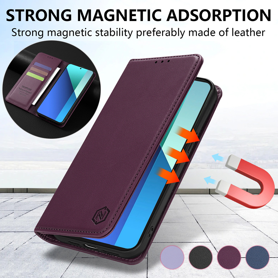 Portemonnee-kaartvakje, standaard, magnetische flip lederen hoes voor Xiaomi 17T 15T Poco X8 Pro C85 M8 Pro 5G Redmi 17C 15 15C Note 15 Pro+