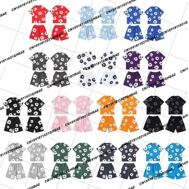 Summer Hot Selling European and American Fashion Hip Hop Printed Short Sleeve Set High Street Loose Sportswear FamilyMatching ﻿
