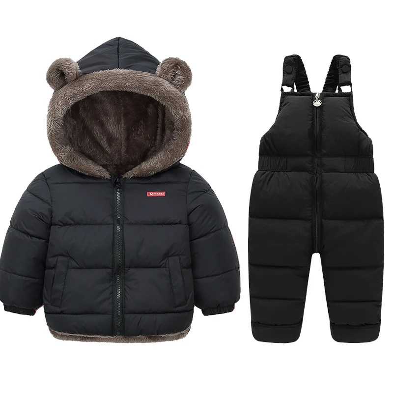 Conjuntos de ropa de invierno para niños, abrigos de lana de cordero para bebés + Pantalones de abajo, 2 uds., trajes de ropa con capucha informales cálidos y gruesos para niños y niñas