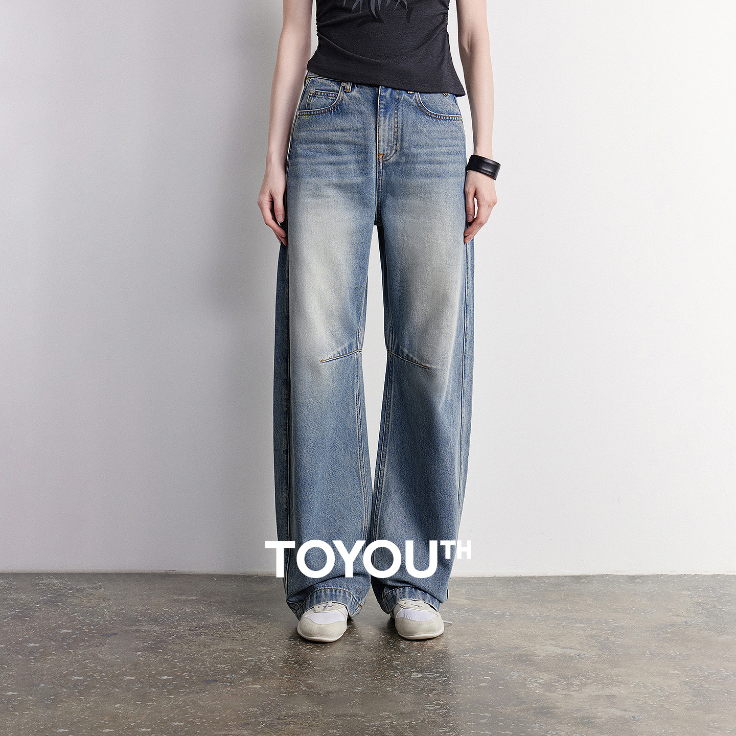 TOYOUTH Damen-Jeans 2026 Sommer Neu Hochgeschnittene Curved Knife Hose