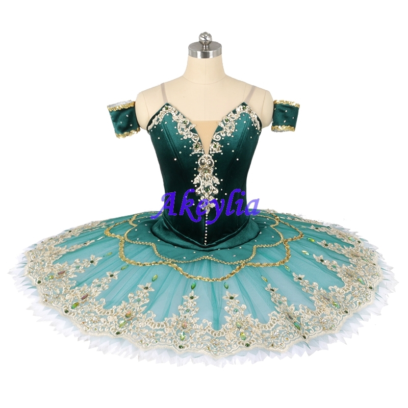 Балетная пачка La Esmeralda, костюм для соревнований, зеленая Золотая пачка для девушек, профессиональная пачка, Классическая пачка, платье для взрослых 0448D