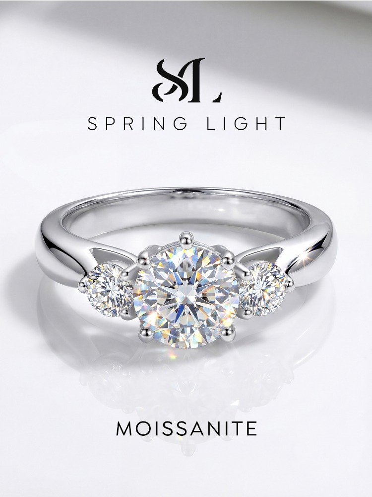  Bague ronde en diamant Moissanite 1CT pour femmes, en argent Sterling 925, bijoux fins de luxe de haute qualité pour fiançailles et mariage