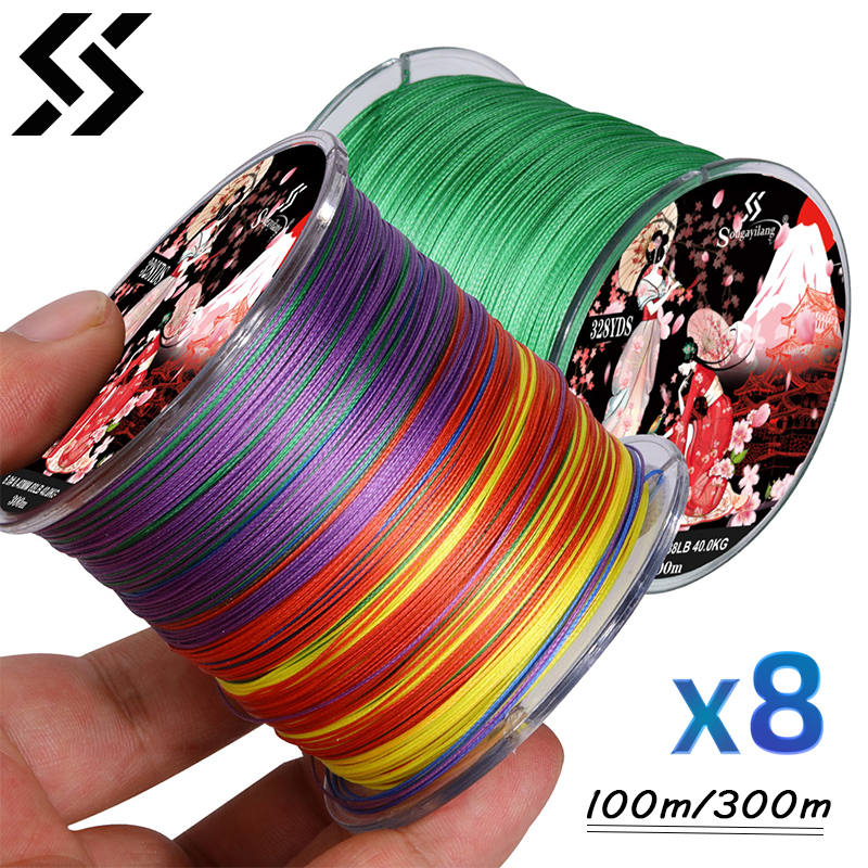Sougayilang Linha De Pesca Trançada, 8 fios, 100m, 300m, multifilamento, pesca de carpa, Fio Trançado Japonês, Acessórios de pesca, Linha PE