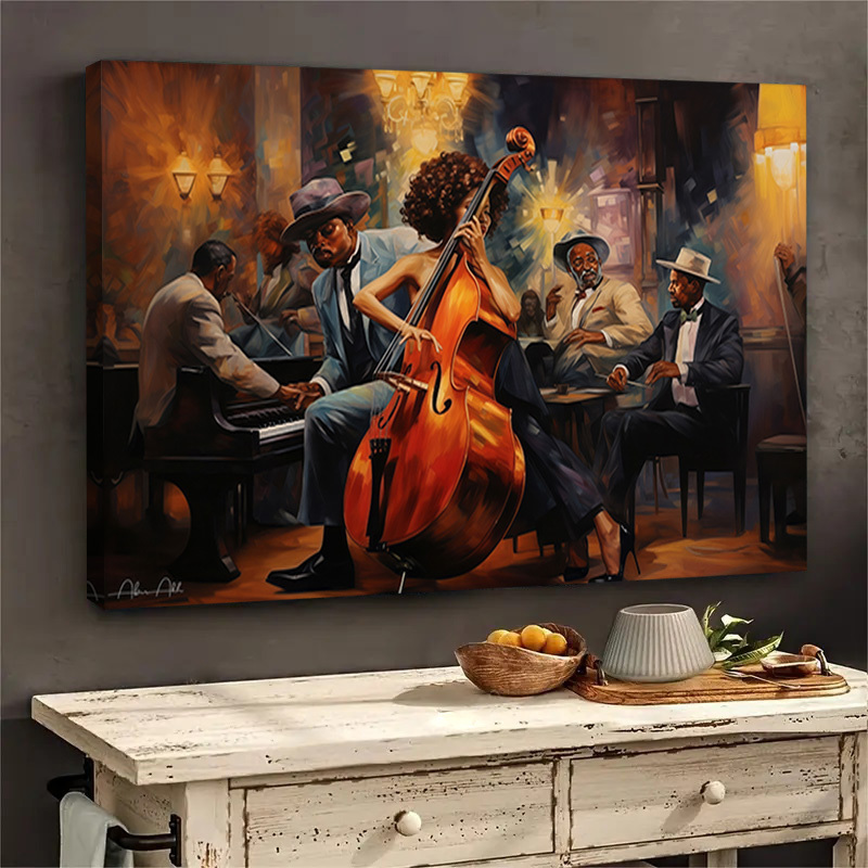Dipinti su tela di fasce jazz afroamericane, decorazioni per la casa alla moda, decorazioni murali per feste
