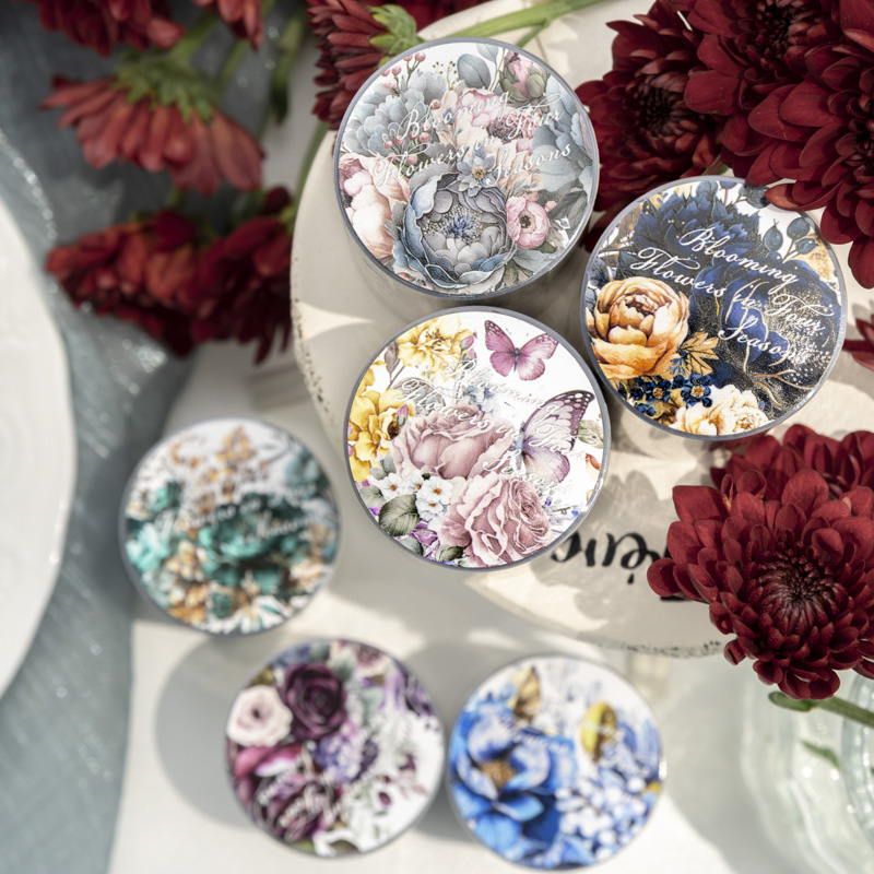 200 ซม./ม้วน Washi เทปศิลปะโรแมนติก Rose ดอกไม้ Theme Creative Collage วัสดุ DIY บัตรอวยพรกรอบรูปตกแต่งเทป