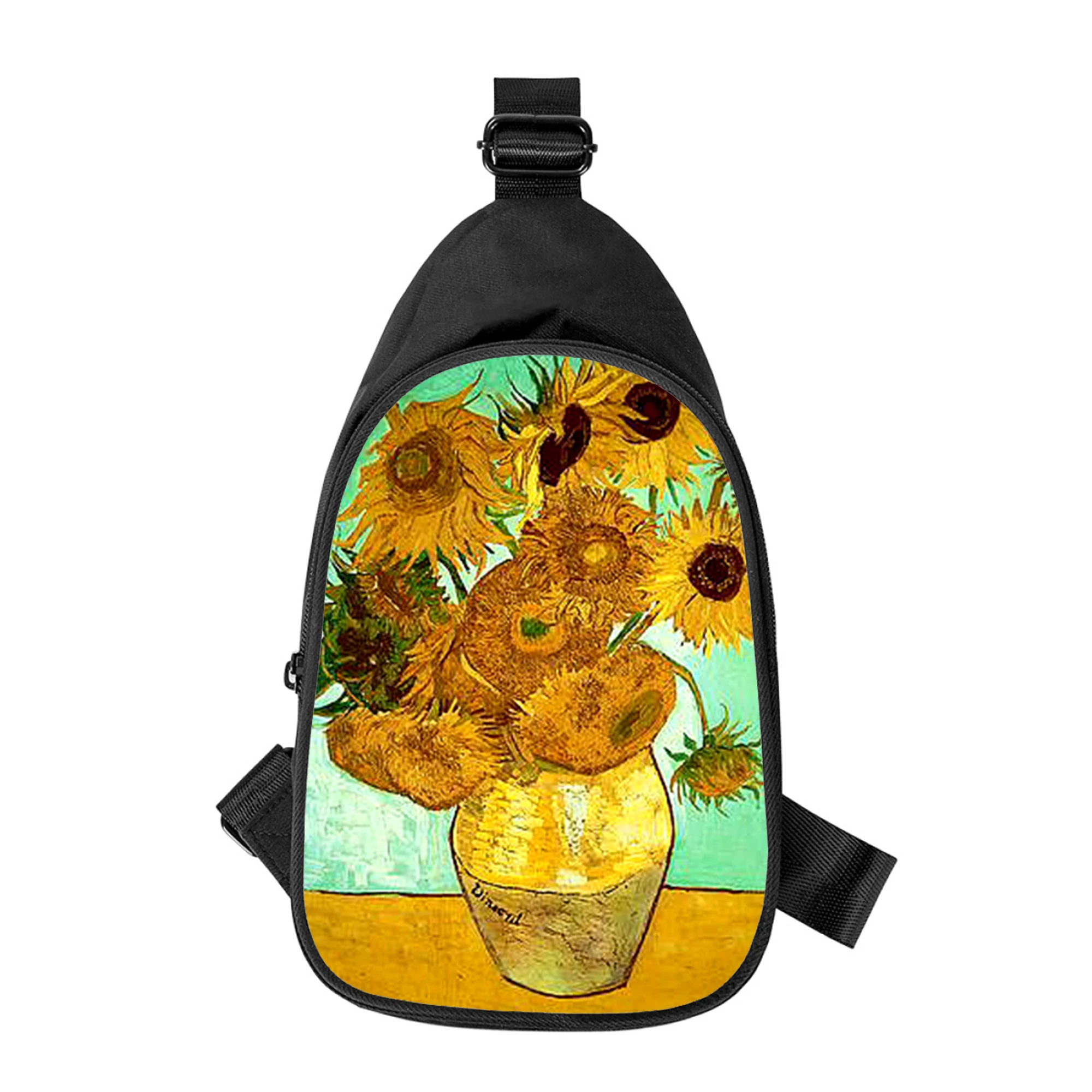 Bolso de pecho cruzado con estampado 3D de Pintura Artística de Van gogh para hombres y mujeres, bolso de hombro diagonalmente, paquete de cintura escolar para marido, paquete de pecho para hombres, nuevo