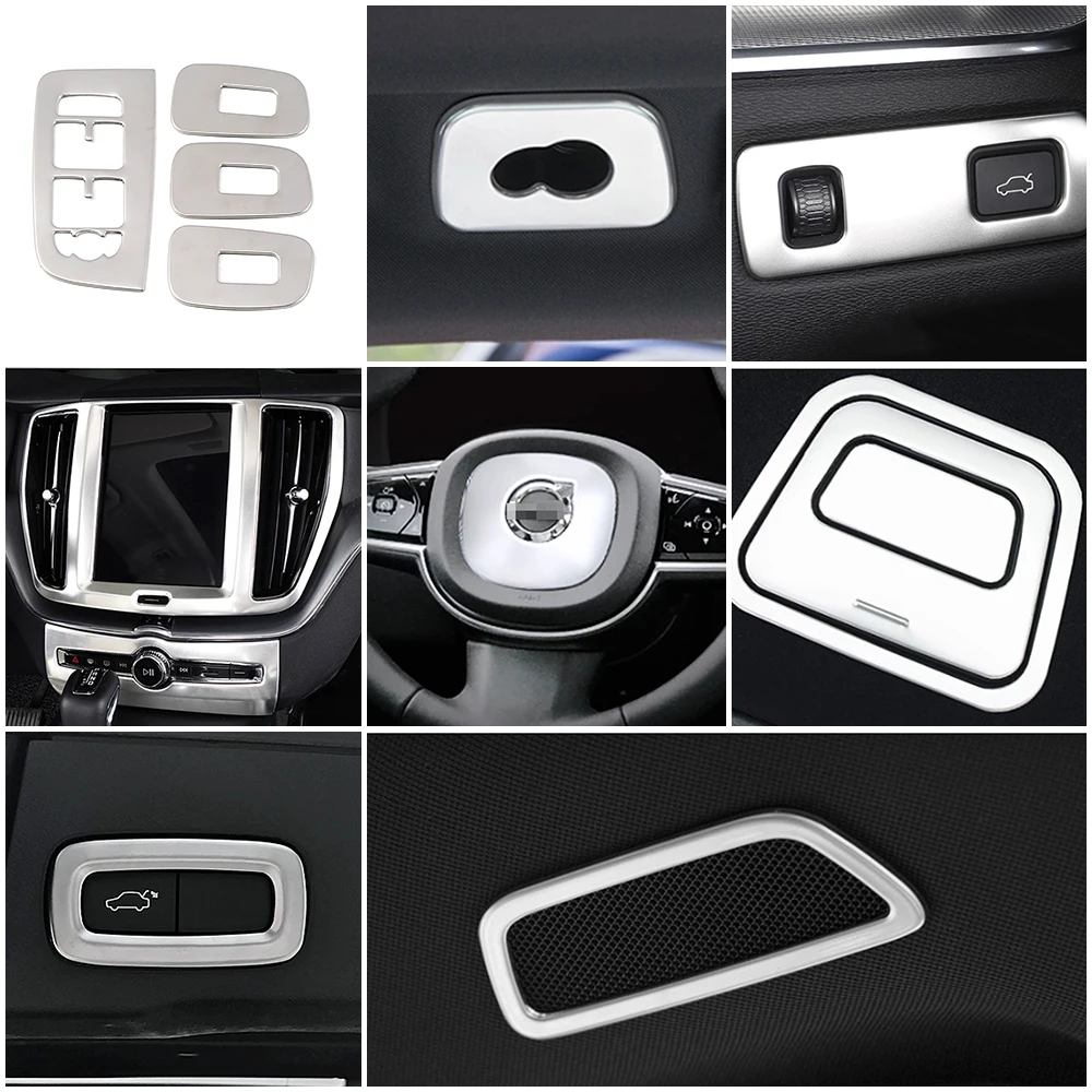 Para volvo xc60 2018-2025 console central do carro tronco traseiro volante farol janela interruptor de elevador painel telhado gancho quadro guarnição