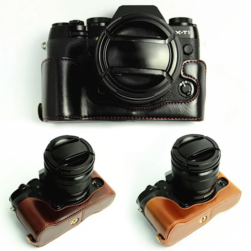ที่ยึดจับแบบครึ่งป้องกันทำจากหนังสำหรับกล้อง XT1 X-T1ฟูจิฟูจิ