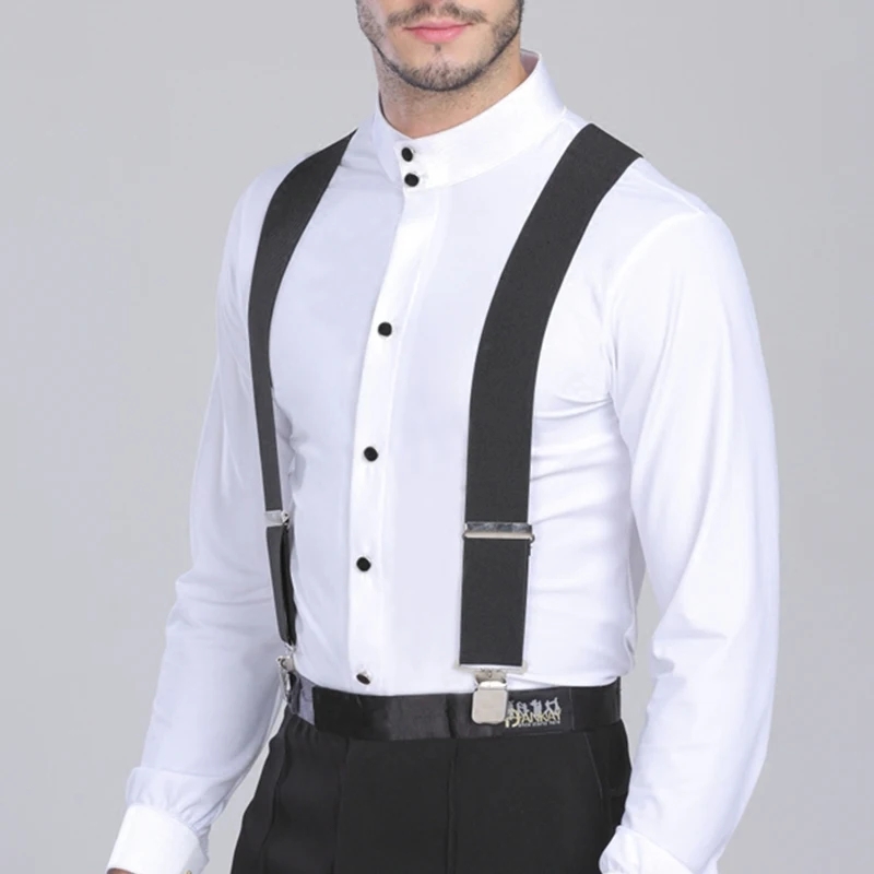 Tirantes de gran tamaño para hombre, tirantes elásticos ajustables para pantalones, trabajo al aire libre, 2 pulgadas de ancho, espalda X, 4 Clips fuertes