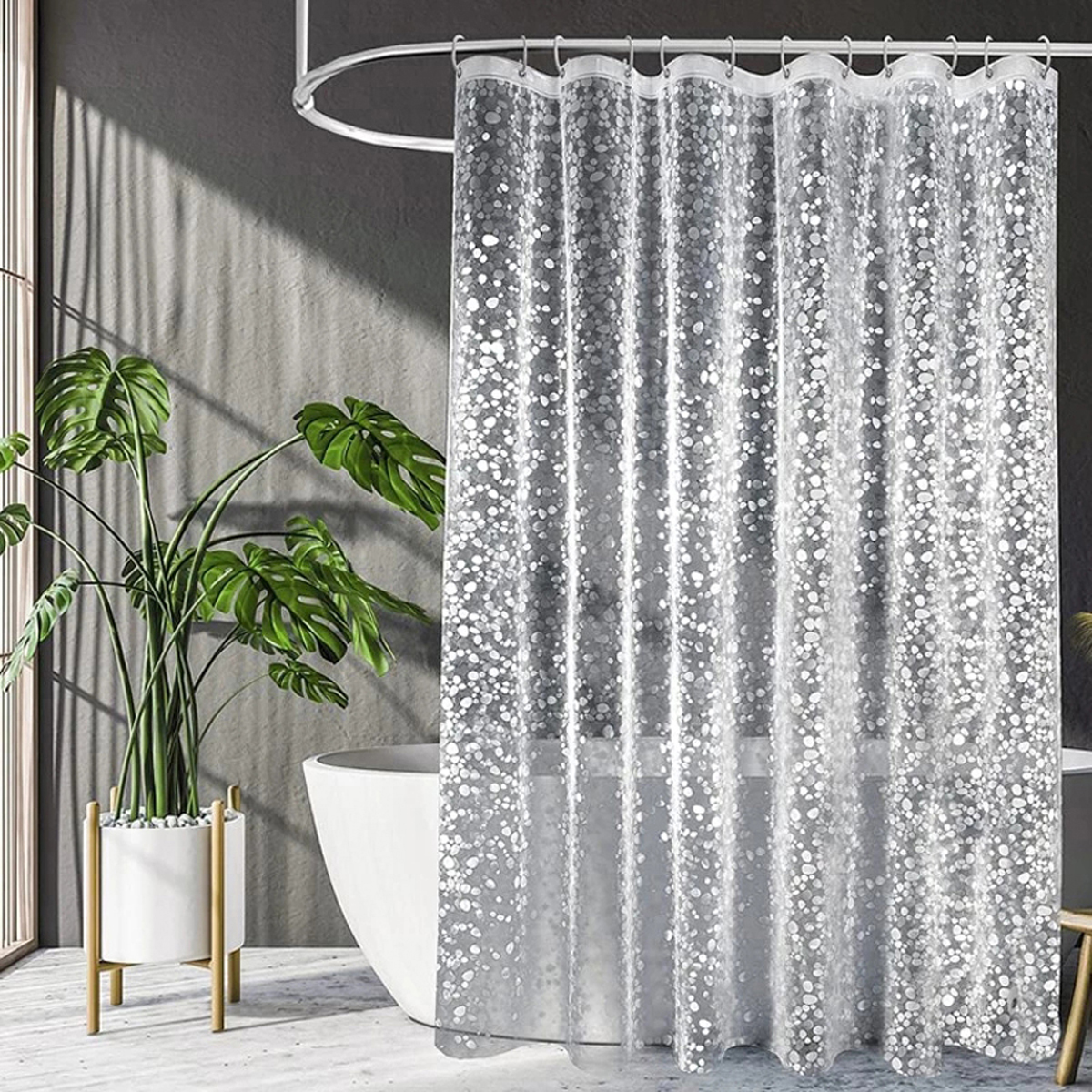 Cortina de ducha de guijarros PEVA, forro transparente, cubierta de baño impermeable para bañera, revestimiento de cortinas de baño de adoquines