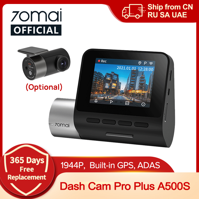 70mai Dash Cam Pro Plus A500S 1944P ADAS GPS-камера 70mai Передняя камера A500S 140FOV Автомобильный видеорегистратор 24H Поддержка парковки Задняя внутренняя камера