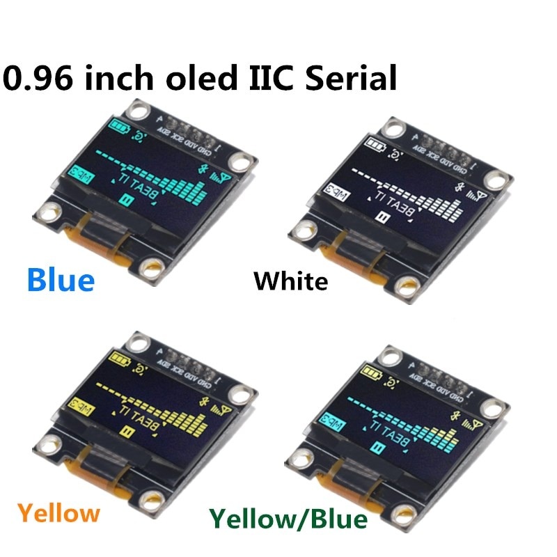 SAMIROB 0.96 Calowy Wyświetlacz OLED SSD1306 Biały/Niebieski/Żółty 128X64 IIC I2C Szeregowy Moduł Wyświetlacza 12864 Ekran LCD Płytka Dla Arduino