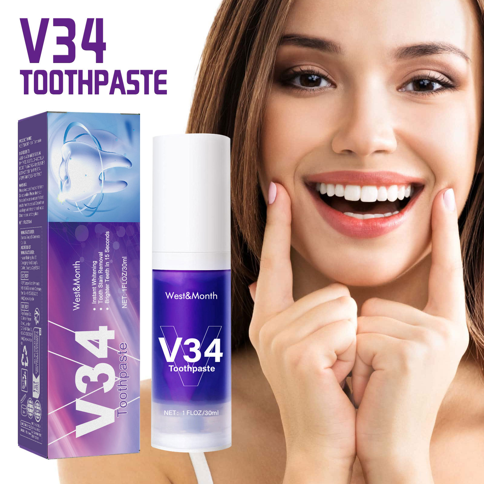 Paarse Anti-Allergische Persing Tandpasta Holtepreventie Tanden Whitening Tandpasta Frisse Adem en Schone Tandenverzorging voor Tandvlees