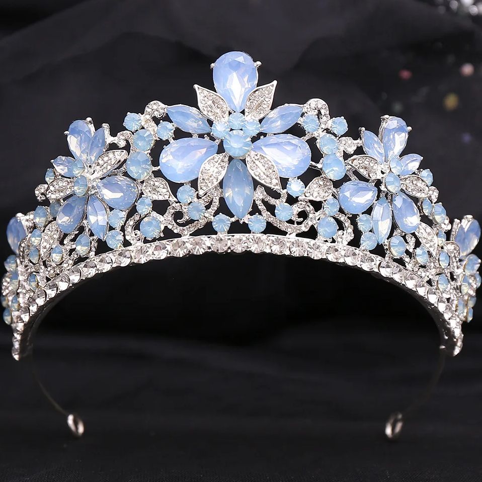 DIEZI Luxury Sweet Cute Flower Opal Tiara Crown For Women Wedding Party elegante Bridal Crystal Crown accessori per capelli