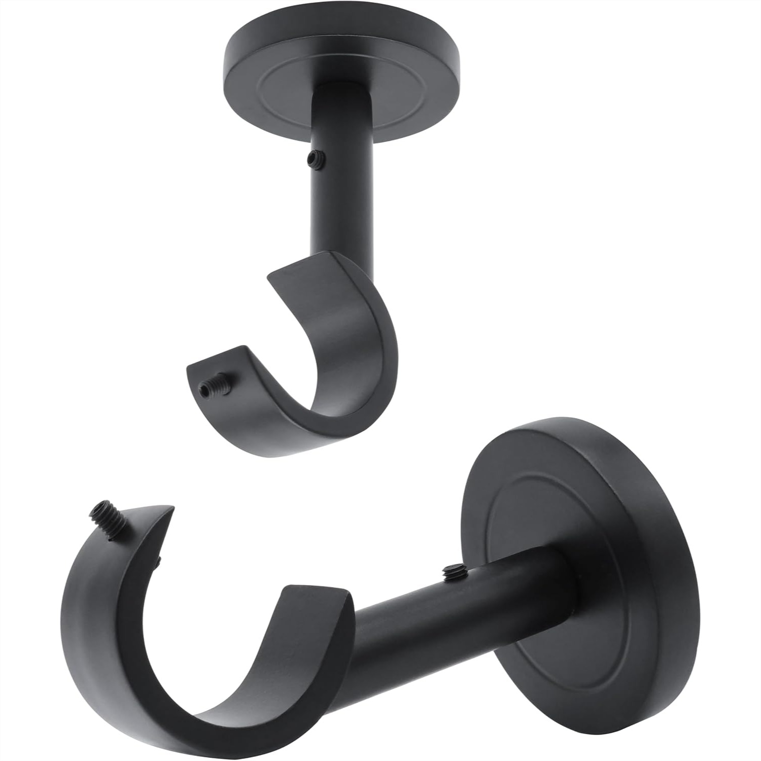 Heavy Duty Ceiling Mount Curtain Rod Brackets for 1 Inch Rods, Low Profile 3 inch Design, Wall or Ceiling Installation, Hardware