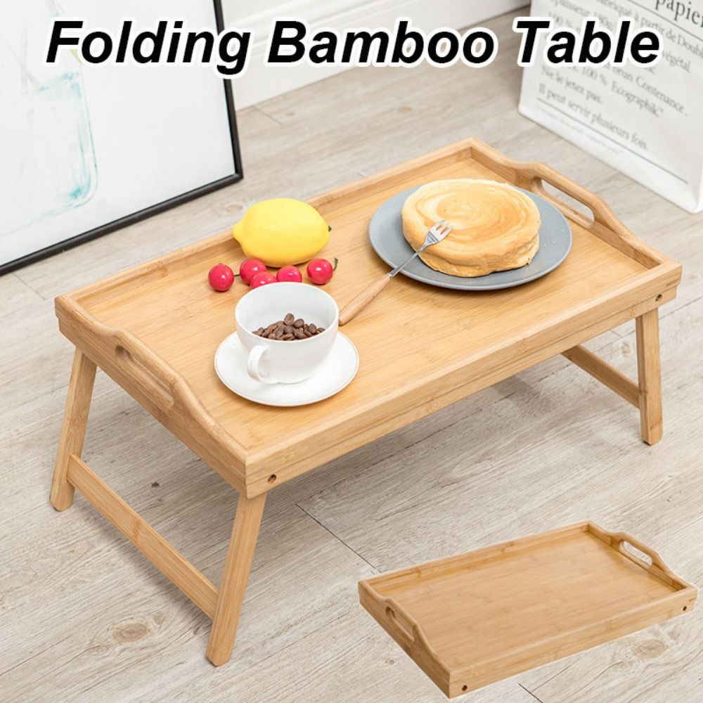 Nova mesa dobrável de bambu mini mesa de jantar multifuncional cama sala de estar, mesa branca