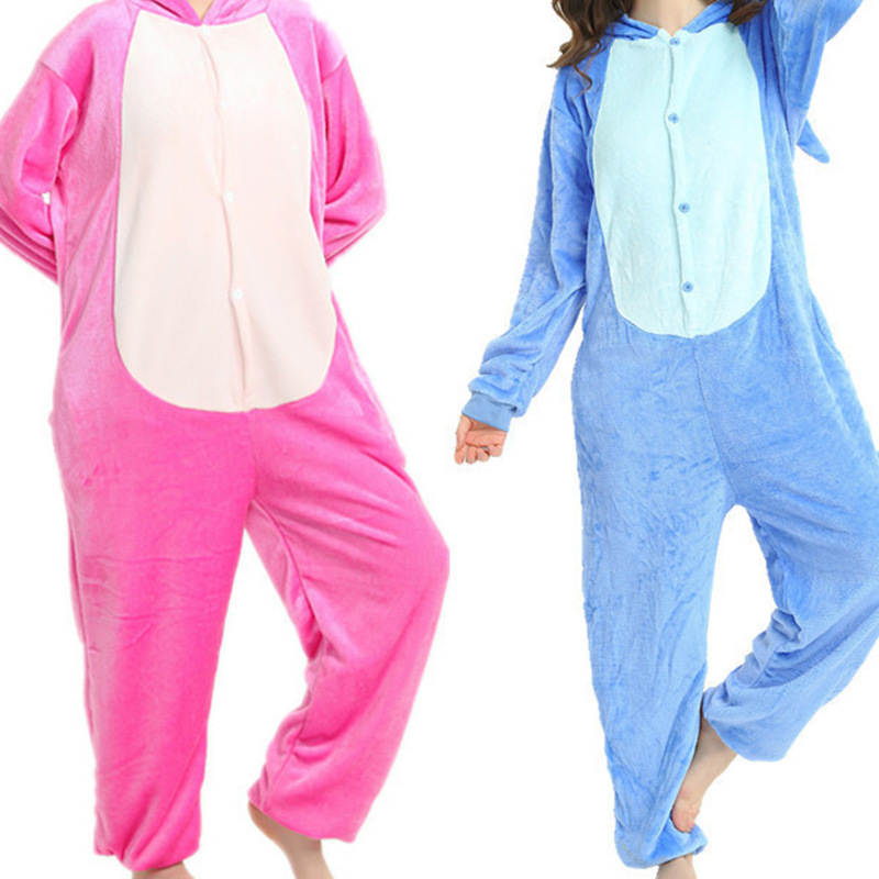 Adulto flanela dos desenhos animados animal azul rosa interestelar bebê pijamas de uma peça versão toalete crianças mostrar onesies presentes de aniversário