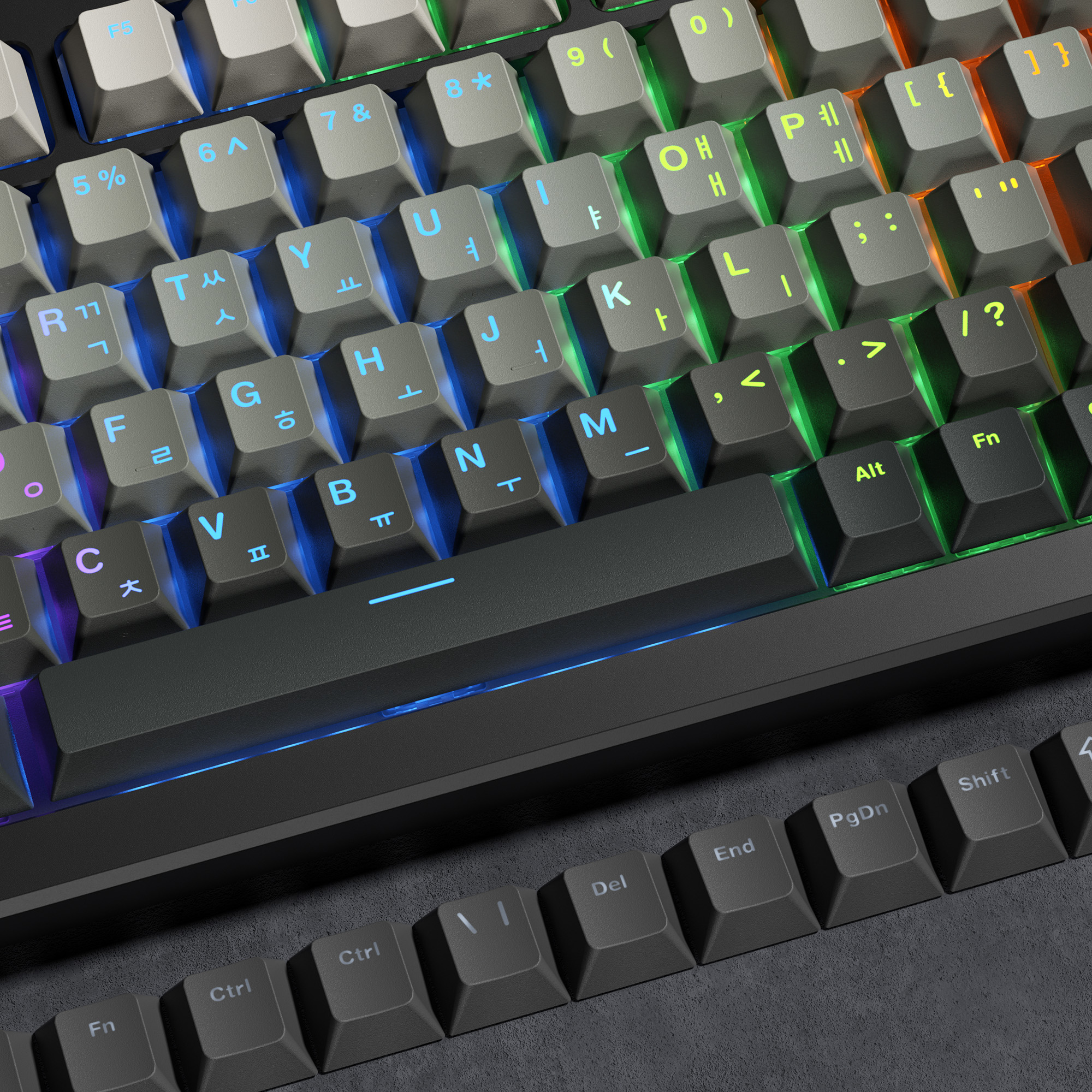 XVX Koreańskie Nakładki na Klawisze Top Print Shine Through Szary Gradient PBT do Klawiatur Mechanicznych 132 Klawisze