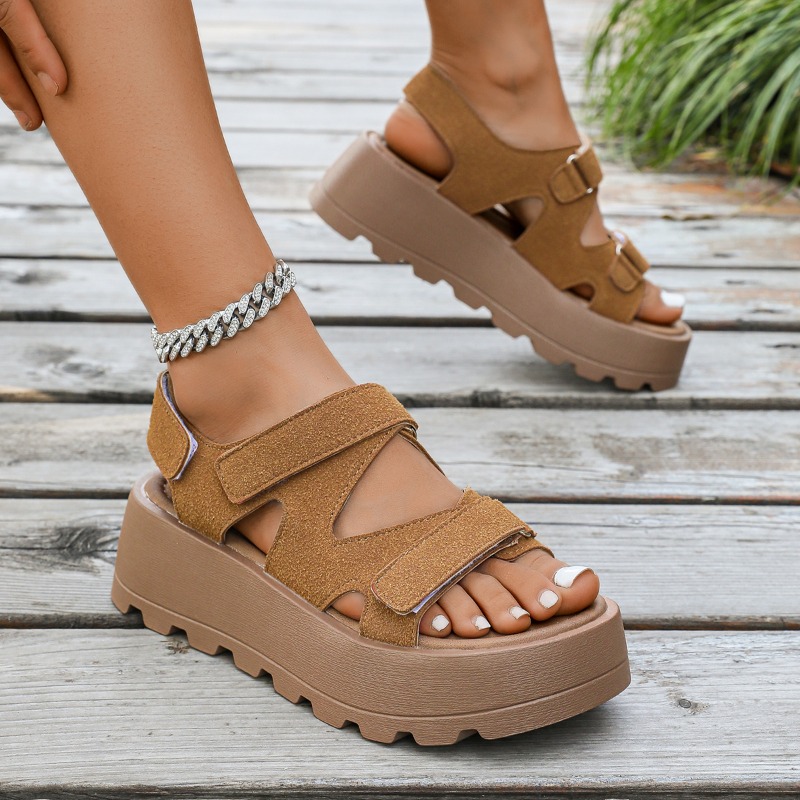 Retro sandalen dames zomer 2026 nieuw klein hoog platform casual strandvakantie Romeinse damesschoenen