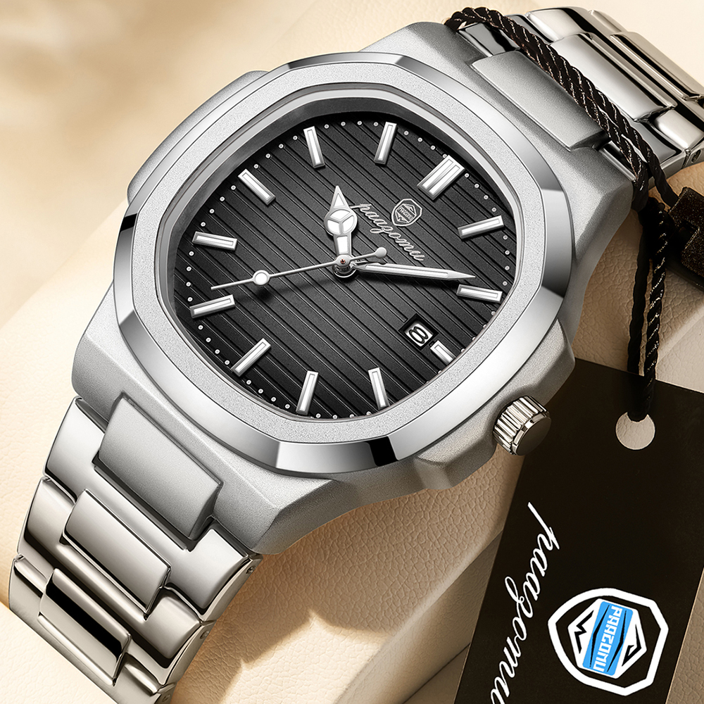 PAAZOMU luxe homme montre-bracelet étanche lumineux chronographe montre pour hommes en acier inoxydable hommes montres à Quartz reloj hombre