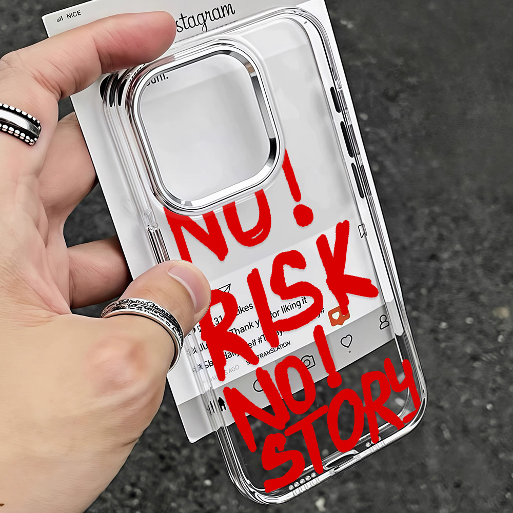 Nessun RISCHIO SENZA STORIA Cassa Del Telefono Per iPhone 17 16e 16 15 14 13 12 11 mini Pro Max X XR XSMAX 8 7 Air Plus Trasparente Della Copertura Morbida