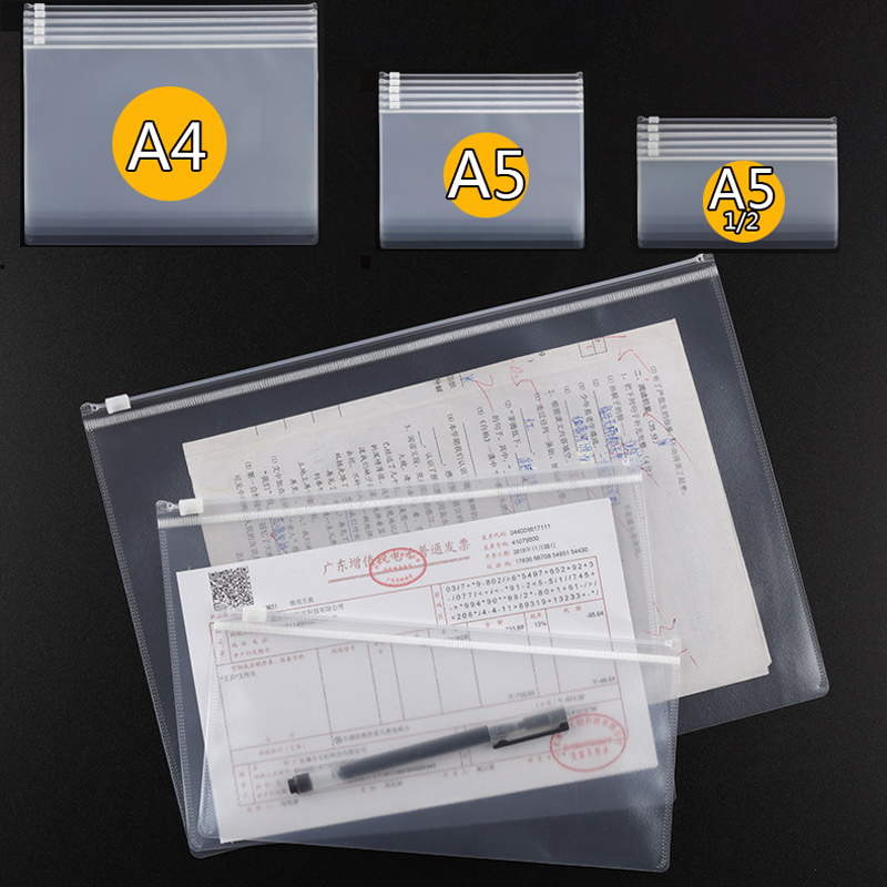Bolsa transparente para documentos A4 y A5, carpeta de bolsillo para archivos con cremallera, organizador de papelería duradero, suministros escolares y de oficina, 10 piezas