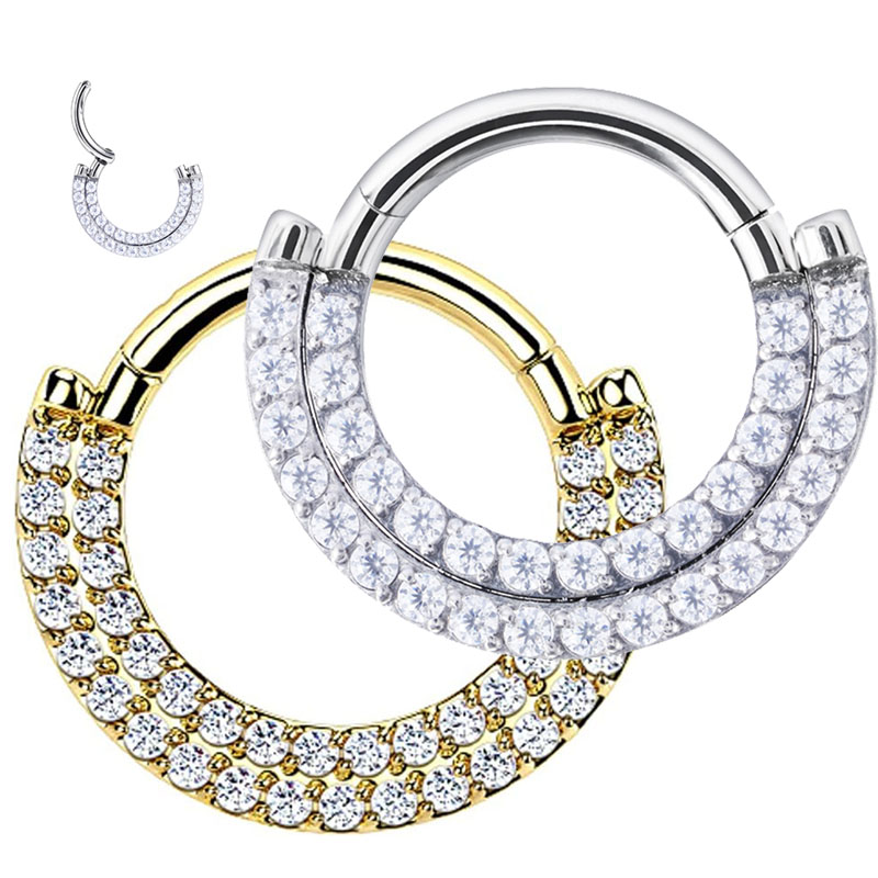 Boucles d'Oreilles en Titane G23, Piercing du Lobe de l'Oreille, Deux Rangées, CZ Zmonds sur Pavé, Anneaux en Antarctique, Cerceaux, Continents, Bague Jules Clicke, Bijoux