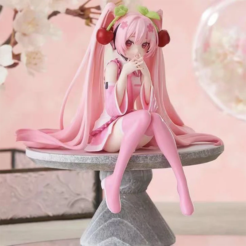 Nouveau Hatsune Miku figurine d'anime robe rose PVC modèle jouets d'action cerise rose fleur de cerisier décoration recueillir des cadeaux @
