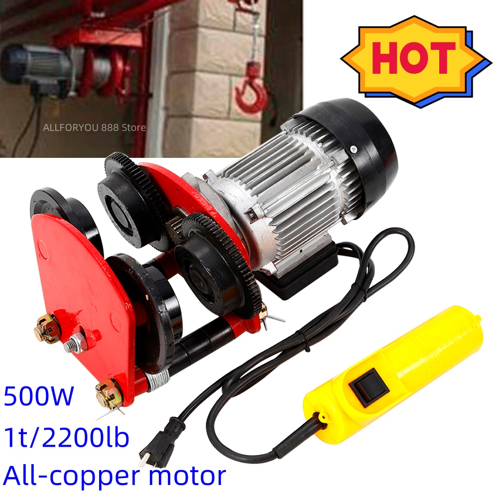 Guincho Elétrico de 500W e 2200LBS para Ponte Rolante com Controle Remoto, Viga I e Motor de Cobre Puro