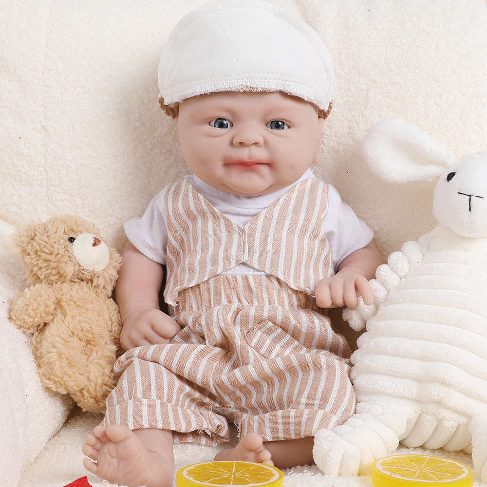 Ifita WB1512 14 "100% boneka coco silikon seluruh tubuh mainan bayi DIY kosong anak laki-laki realistis boneka lembut