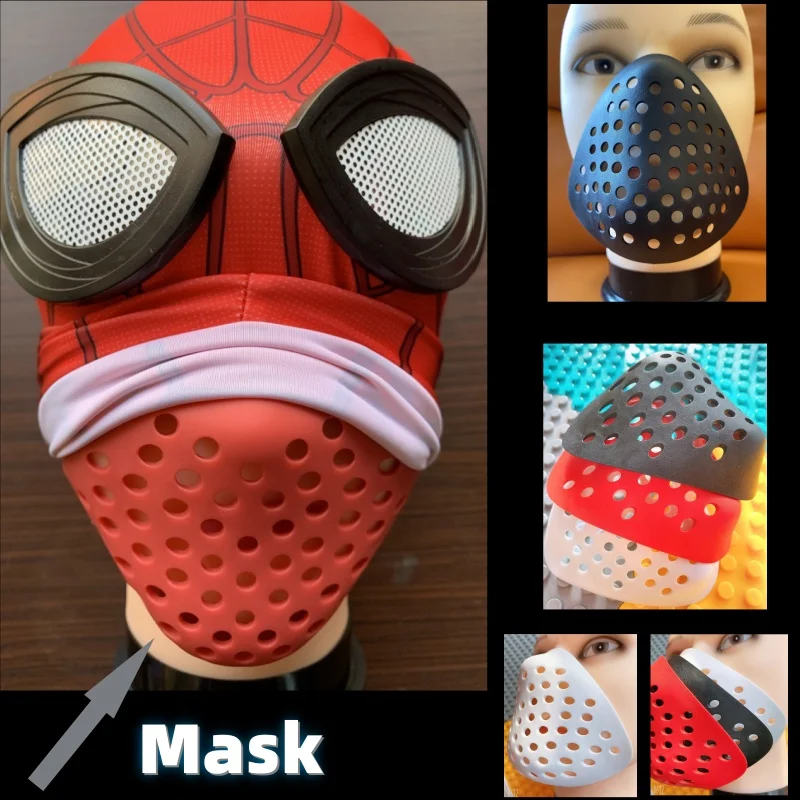 HalloweenHalf Face Shell Nose and Mouth Mas Cover Anime Mask  Black Mini Mask Cosplay Props Spider Faceshell Silica Black/Red