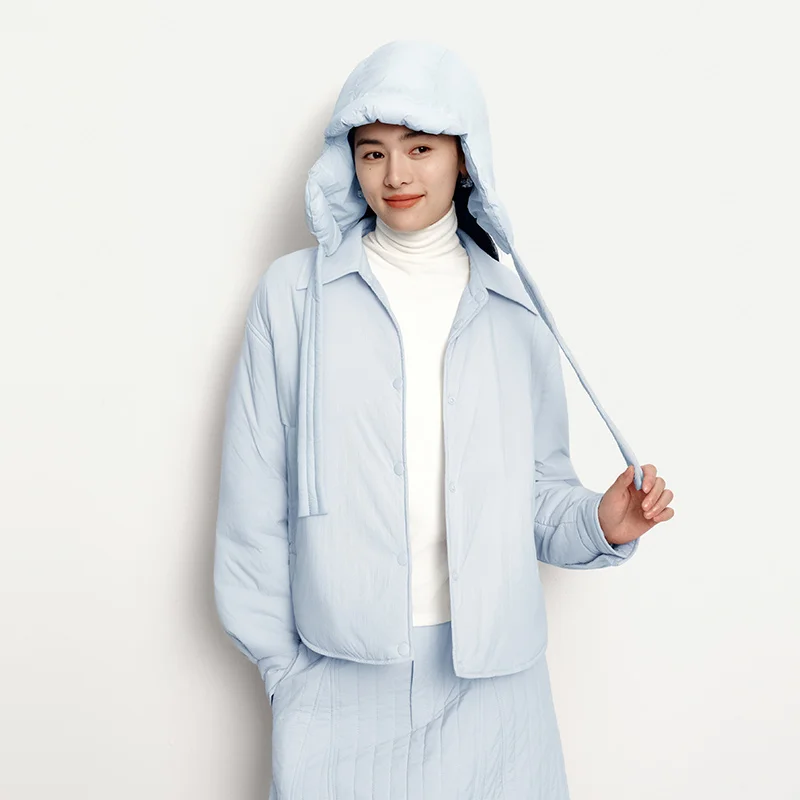 Abrigo de algodón Semir para mujer, camisa de invierno, Top estilo Bud, ajuste relajado, Chaqueta de algodón femenina con textura de solapa nueva 2025, ropa para mujer