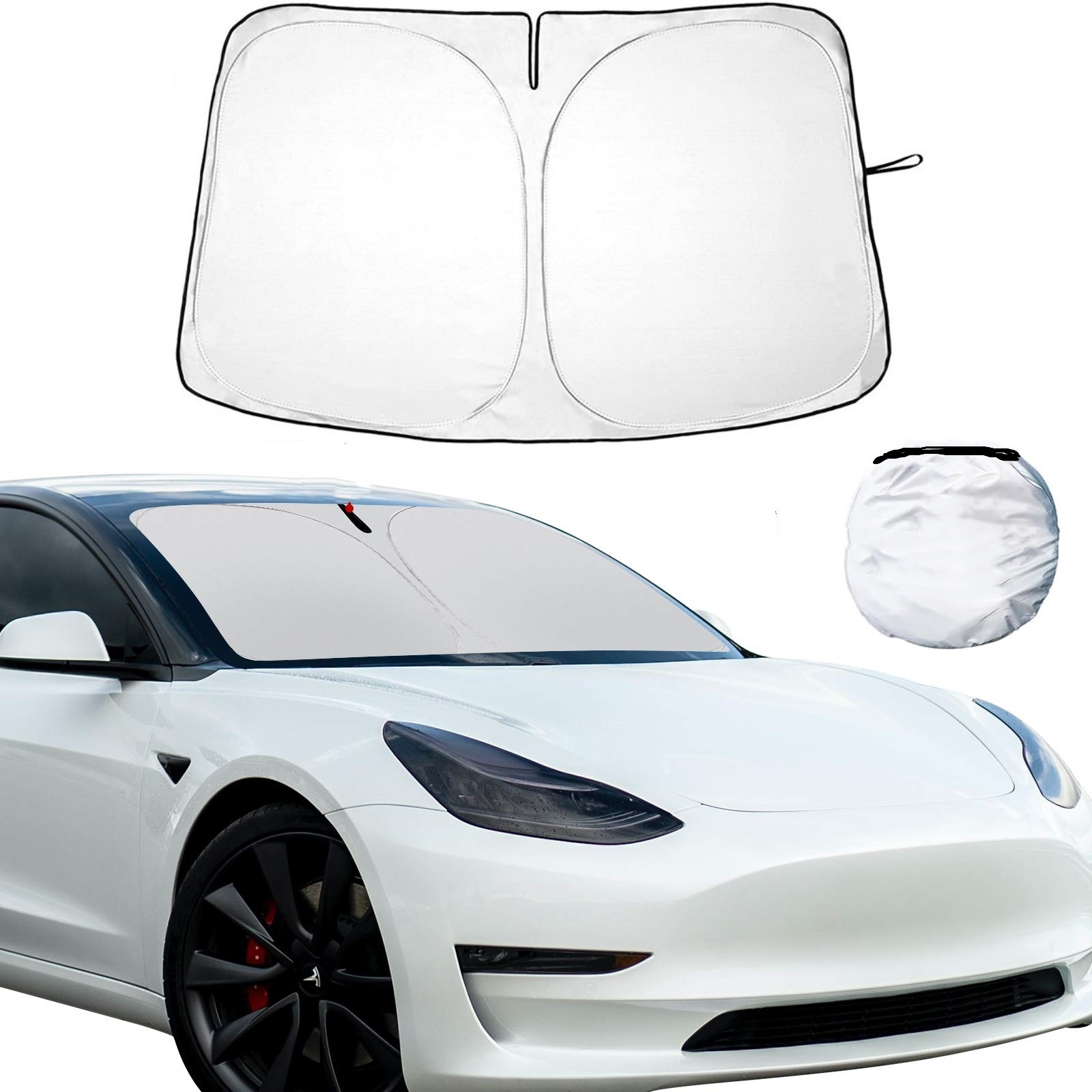 Para tesla modelo 3/y pára-brisa do carro pára-sol engrossado dobrável janela dianteira pára-sol proteção solar isolamento térmico pára-sol do carro