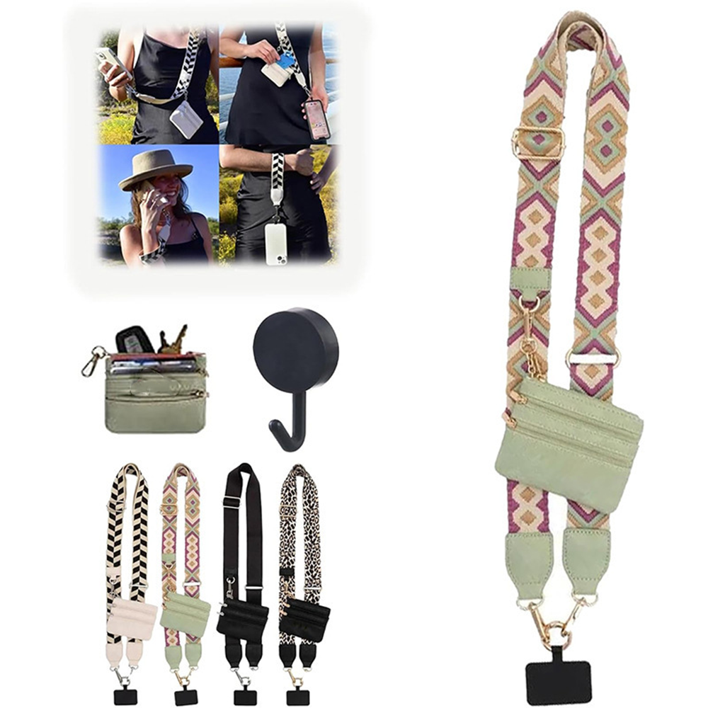 Alça longa ajustável para celular, alça de pulso removível, alça de ombro, suporte para celular com bolsa pequena, calços