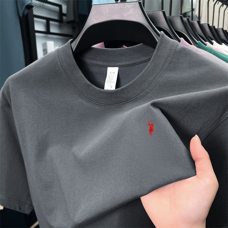 100% Baumwolle Herren Kurzarm-T-Shirt Modemarke Stickerei Sommer Neu High-End Komfortabel Lässig Rundhals-Oberteil
