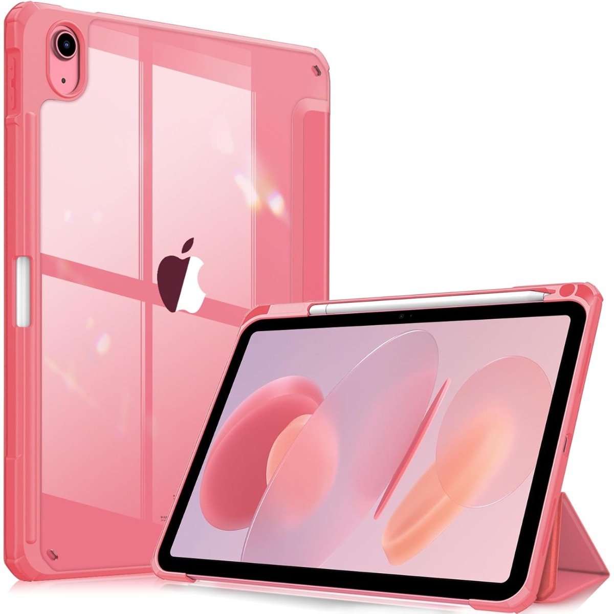 Custodia sottile per iPad (A16) 11 pollici (2025), iPad 10a generazione 10,9 pollici (2022) -Cover con guscio posteriore trasparente trasparente rosa
