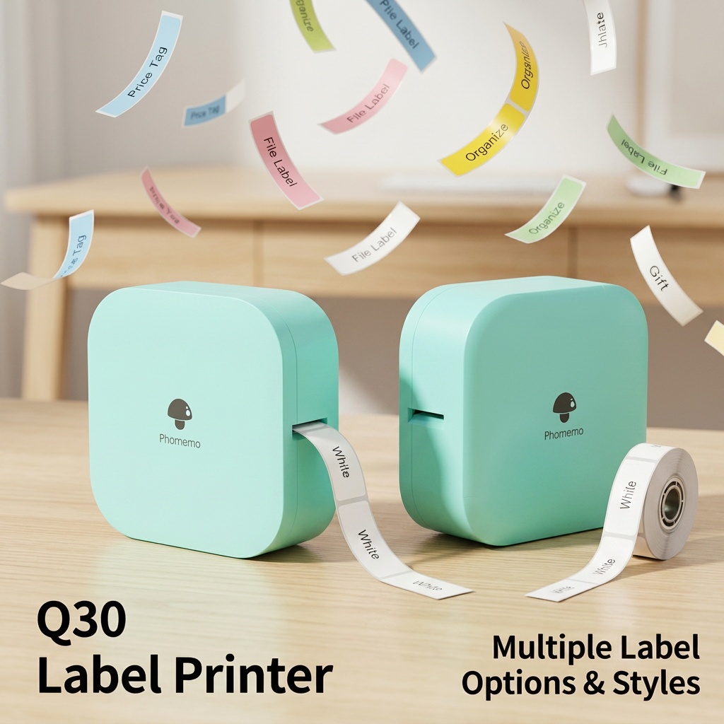 Phomemo Q30 Label Maker Wireless Mini Thermal Printer Portable Adhesive Sticker Barcode Labeling Machine for School Home Office
