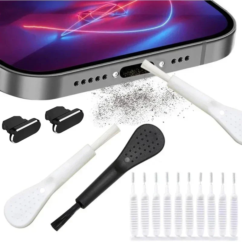 携帯電話充電ポート防塵プラグとクリーニングブラシ iPhone 15 14 13 16Pro Max Plus Samsung Xiaomi IOS Type C クリーナーセット