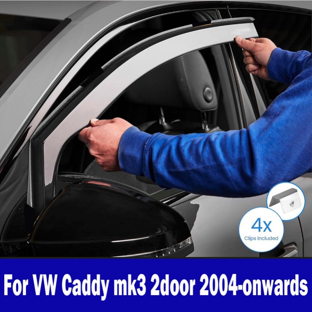 Para VW CADDY MK3 o MK4 2004-2020 Deflectores de viento de 2 piezas + 4 clips STOCK del Reino Unido