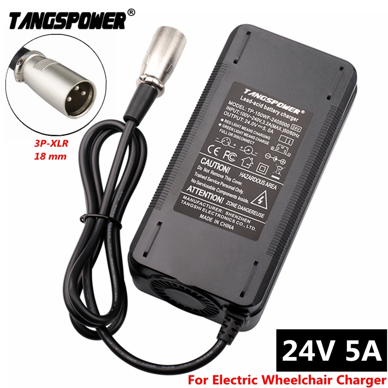 24V 5A Lead Acid Battery Charger For 28.8V Electric Wheelchair For Golf Cart Lead-acid Charger 3-Pin XLR Connector Fast Charging