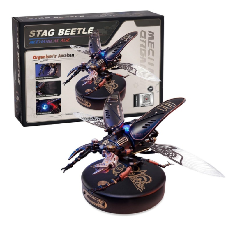 Robotime Rokr Stag Kever Metal 3d Puzzels Games Punkstijl Cadeau Voor Verjaardag Eenvoudige Montage Mechanisch Ontwerp Diy Speelgoed-Mi03