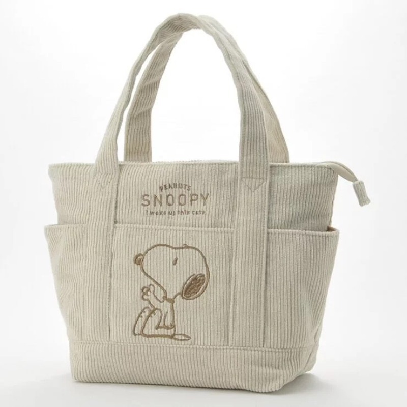 Nuevo Bolso de Mano de Pana con Diseño de Snoopy, Popular y a la Moda, Versátil, para Viajes, Estudiantes, de Gran Capacidad, Tipo Bandolera