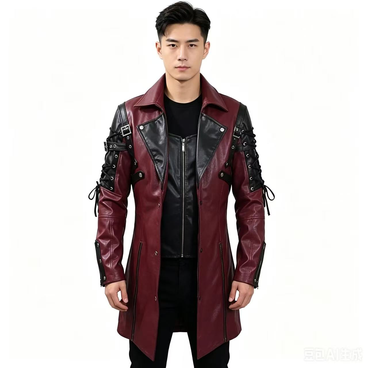 Nova Jaqueta Masculina Steampunk Gótica de Couro Sintético Estilo Casual Punk para Motociclistas Outono Inverno 2026