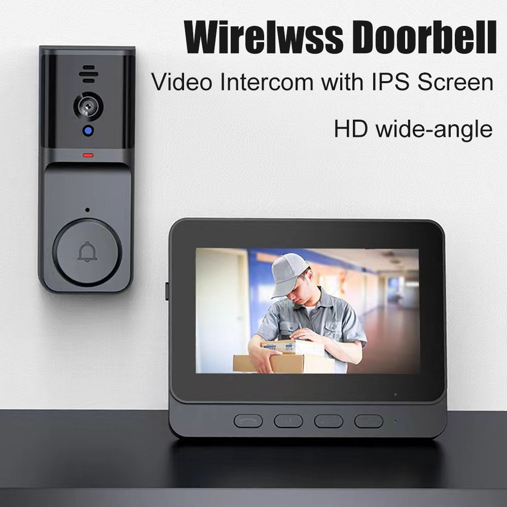Sonnette d'interphone sans fil avec écran vidéo HD moniteur de maison intelligente Vision nocturne sonnette de sécurité Audio bidirectionnelle caméra visuelle