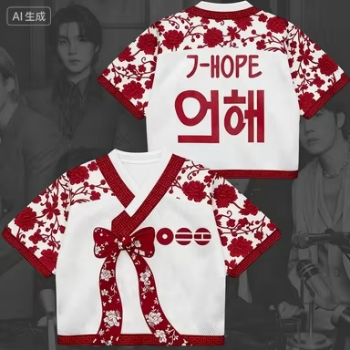 Summer New K-pop Korean Wave BTS Men's Group Idol Peripheral Printed Short Sleeved T-shirt Fans Singer Loose Breathable T-shirt
