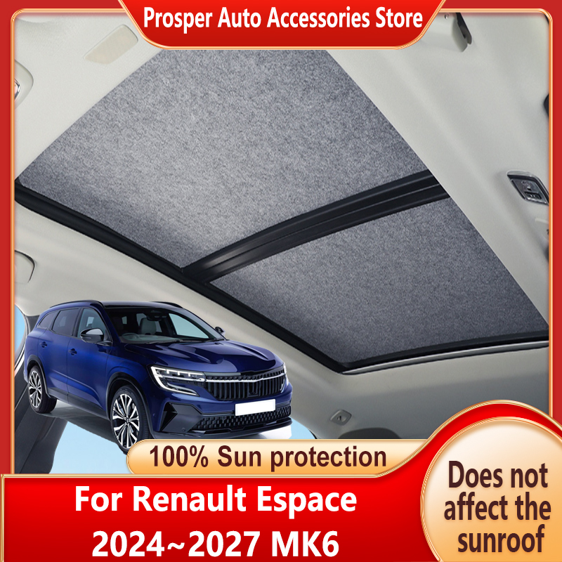 Pare-soleil panoramique isolant pour toit ouvrant Renault Espace 2024~2027 26, protection solaire, rideau anti-UV à adsorption électrostatique