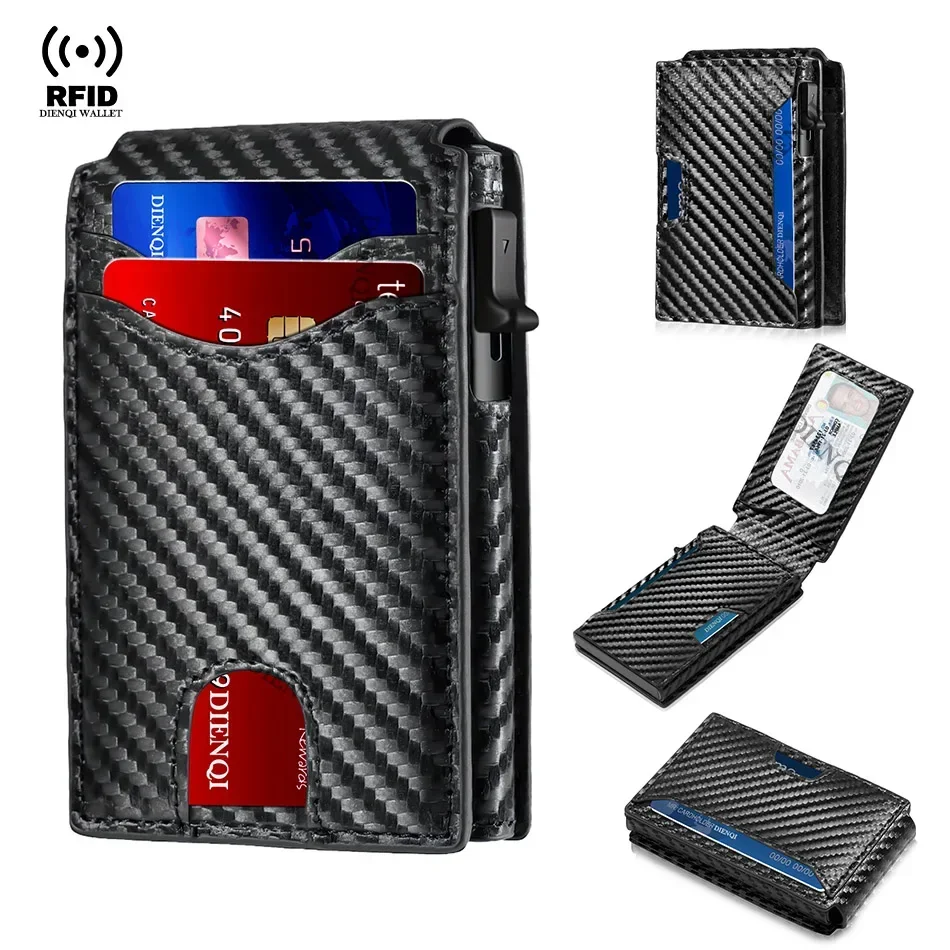 Dompet Kartu Kredit pria Anti Maling, dompet minimalis, casing tempat kartu uang, Bank mewah, tipis, Anti Maling, Dompet serat karbon, tempat kartu kredit Rfid