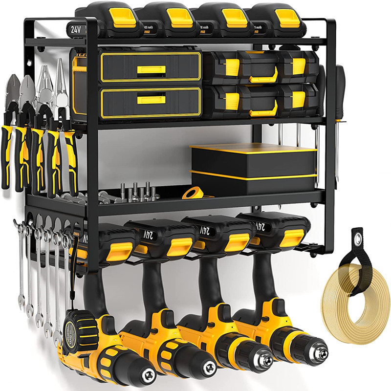 Organizador de herramientas eléctricas, montaje en pared, estante de herramientas de Metal resistente, colgador de taladro inalámbrico, estante de almacenamiento, soporte de herramientas para tablero perforado de taller