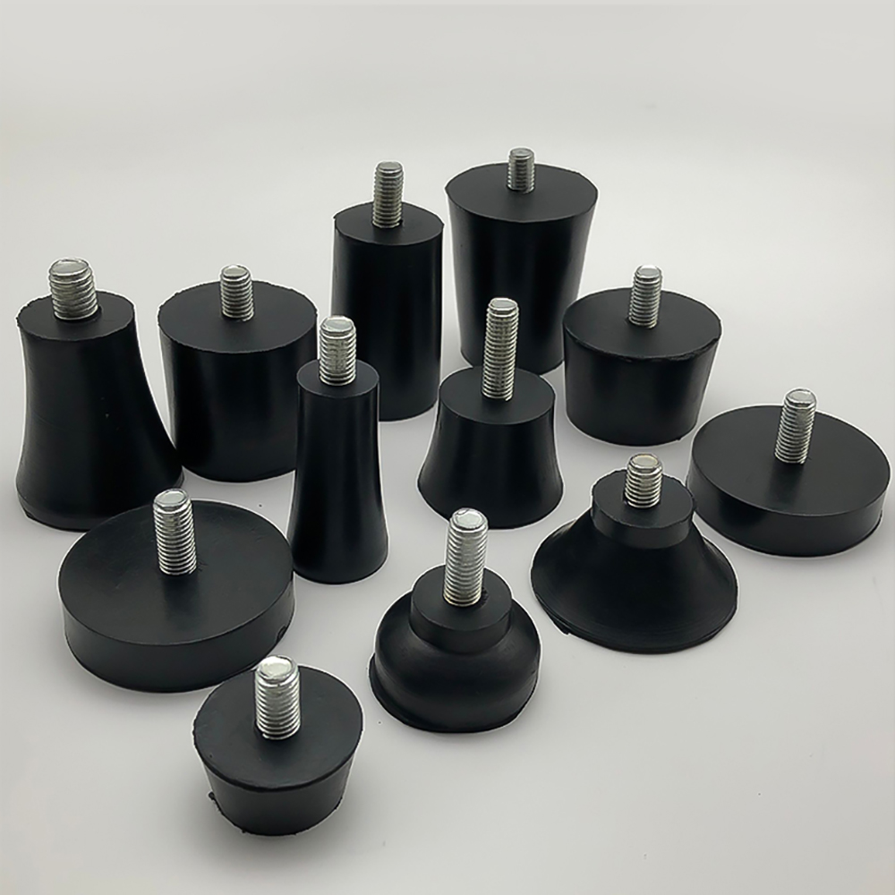 ネジ付きの調整可能なゴム製フットパッド,テーブルチェア,家具の脚,耐衝撃保護,黒のレベリングフットパッド,m6,m8,4個