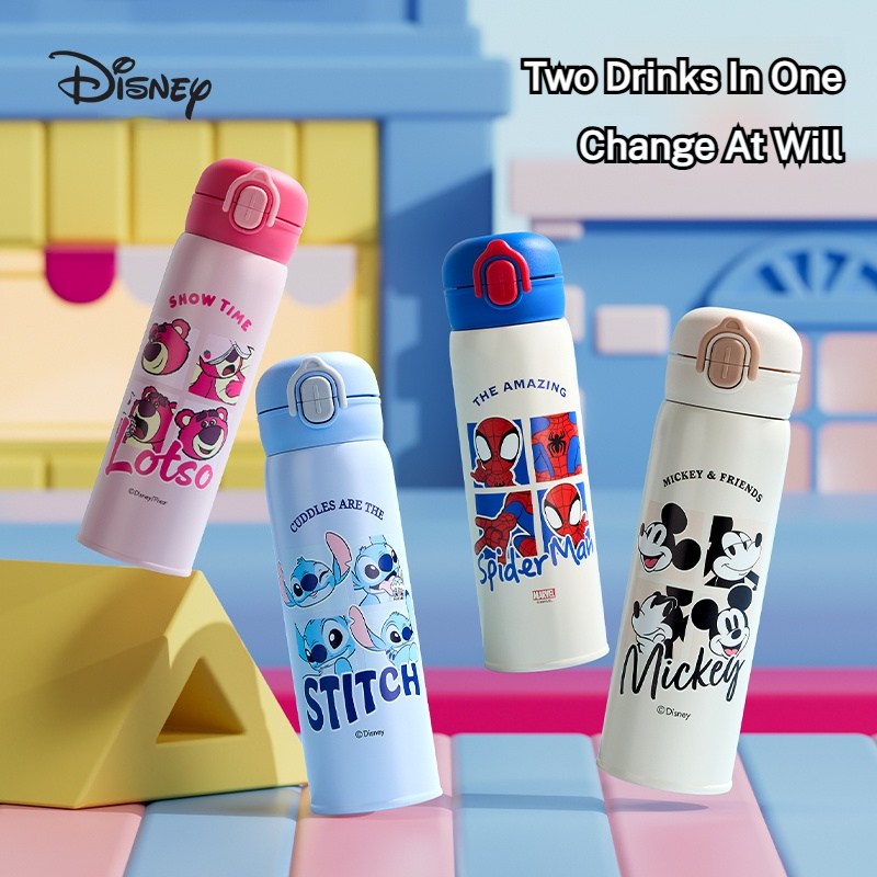 Kubek termiczny Disney dla dzieci ze stali nierdzewnej 316, dla uczniów szkół podstawowych, kubek z bezpośrednim słoikiem do picia, kubek z podwójnym słoikiem do picia.